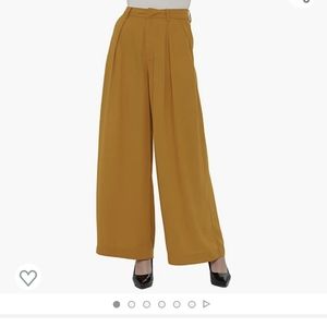Tronjori Women High Waist Wide Leg Palazzo Trousers Size XL Mustard Yellow